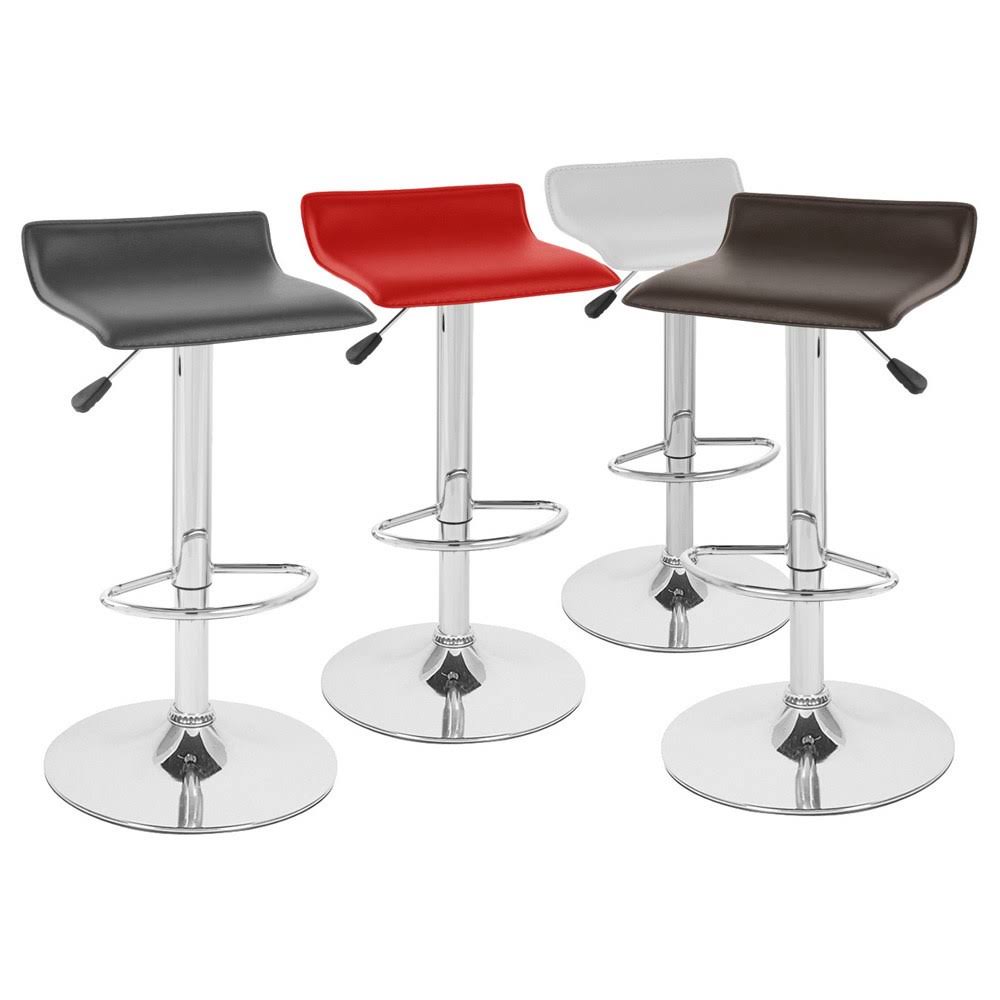 Sigma Contemporary Faux Leather Adjustable Barstool (Set of 4) - Black