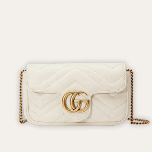 Gucci Gg Marmont Mini Matelassé Shoulder Bag White 6.5 Inches