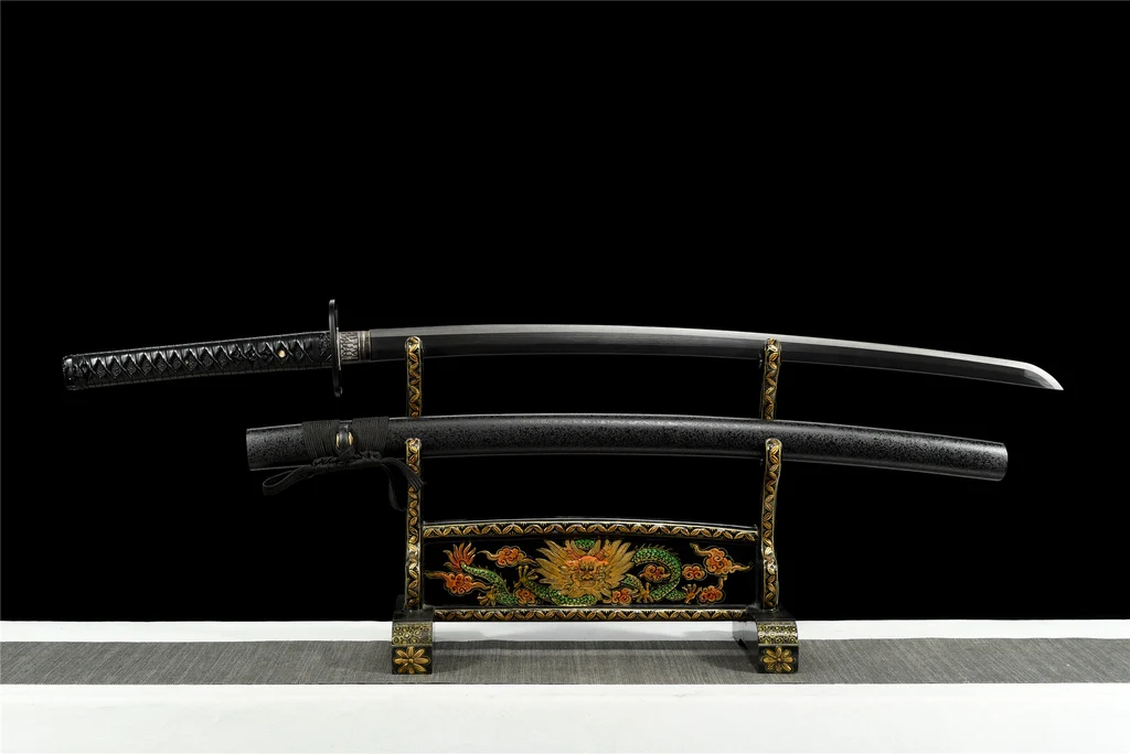 Handmade Deadpool Katana Set Black Double Ninja Katana Swords With Carrying Back Strap Real Japanese Samurai Sword Set High Manganese Steel