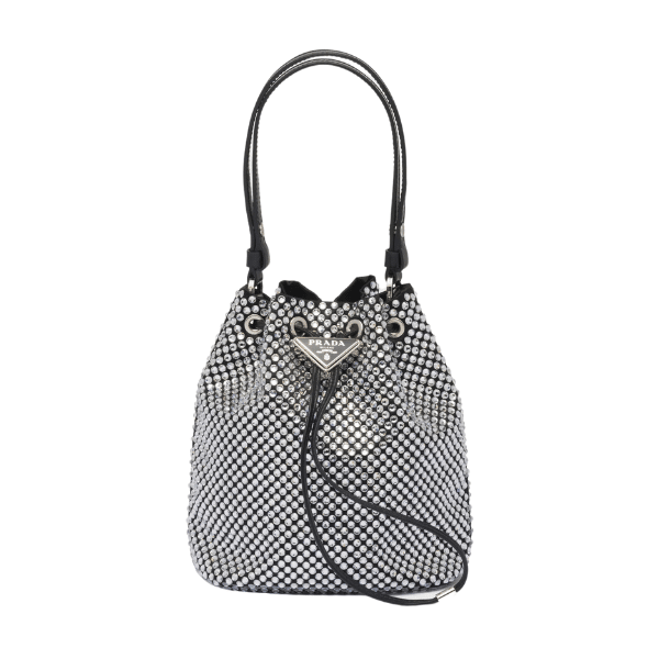 Prada Embellished Satin Pouch Crystal Color 18Cm