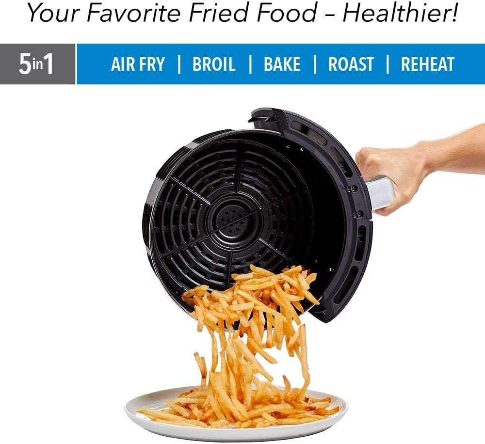 7QT 5-in-1 Extra Hot Air Fryer, 7 Presets, Rapid Air Tech, Nonstick Basket, Black