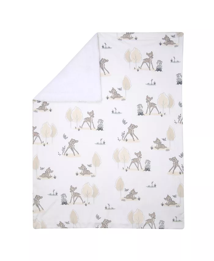 Lambs and Ivy Disney Baby Bambi and Thumper White Minky Fleece Deer Baby Blanket