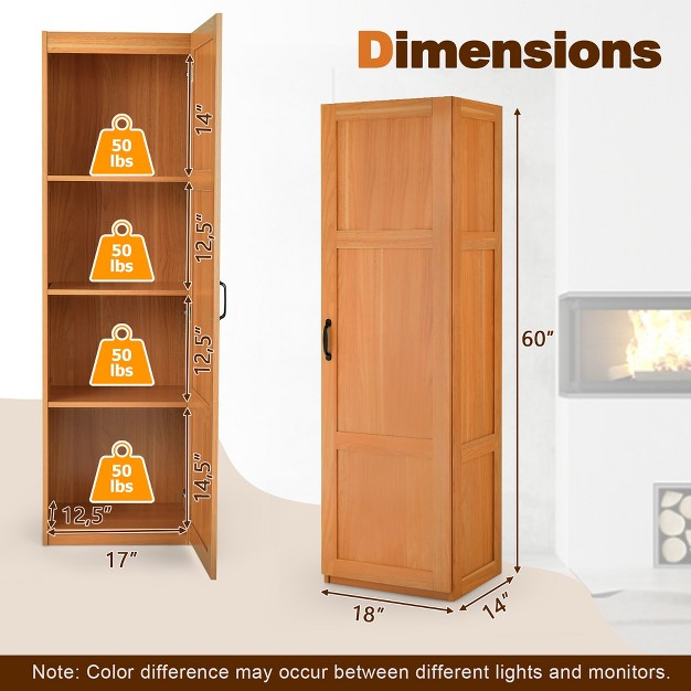 Tangkula Tall Storage Cabinet Farmhouse Freestanding Floor Cabinet W 4 Storage Shelves