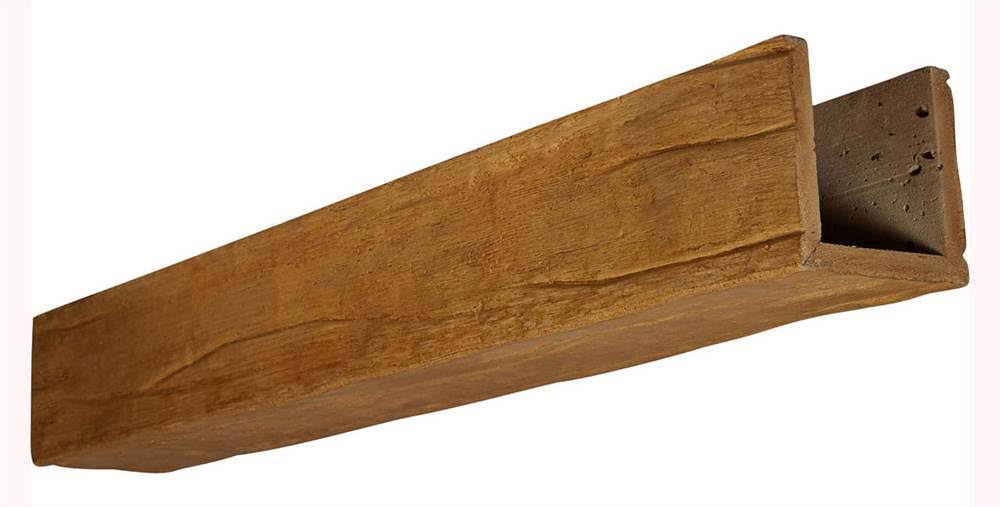 Ekena Millwork BMRW3C0080X060X216PP 8x22W x 6x22H x 18&L 3-Sided (U-beam) Riverwood Endurathane Faux Wood Ceiling Beam, Natural