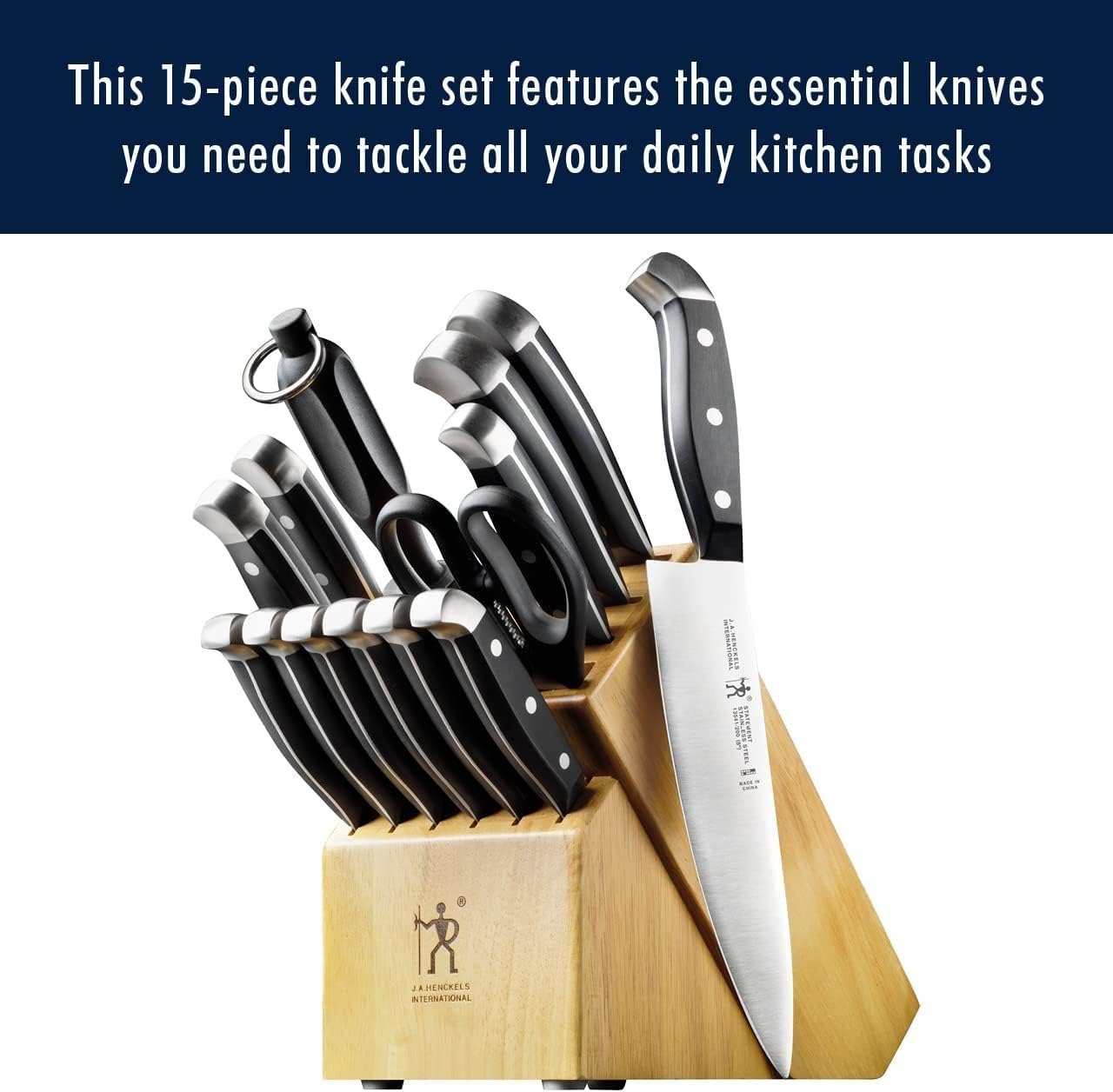 15-Piece Kitchen Knife Block Set German Engineered Stainless Steel Dishwasher Safe