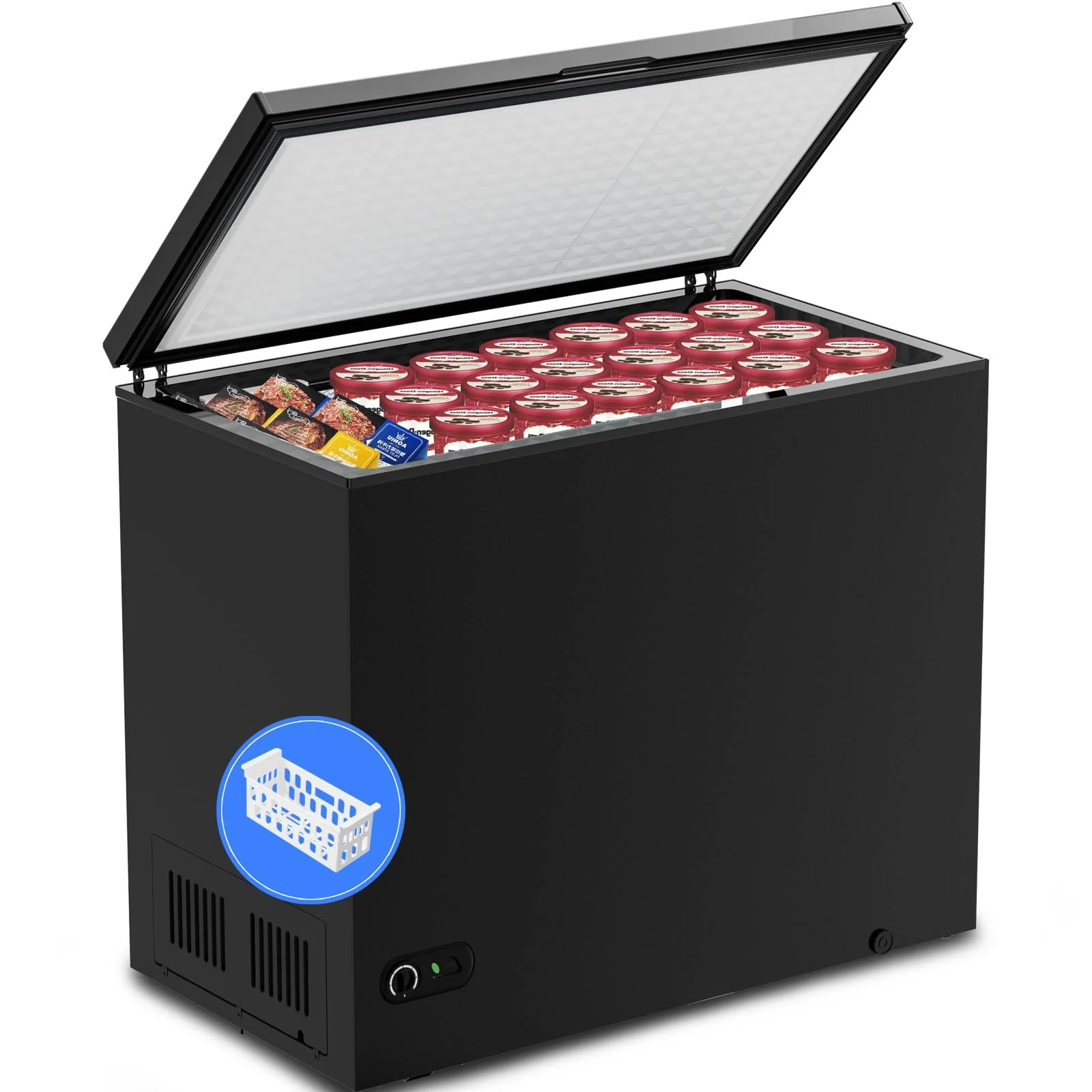 Kismile 7.0/3.5 Cubic Feet Chest Freezer with Removable Basket Free Standing