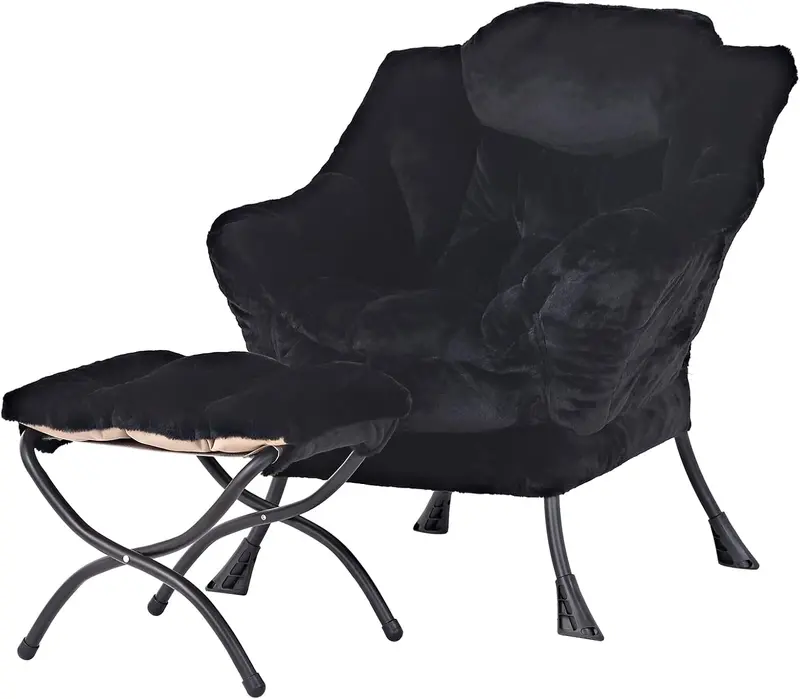 Tiita Modern Lazy Lounge Chair with Matching Ottoman – Large Leisure Armchair Set