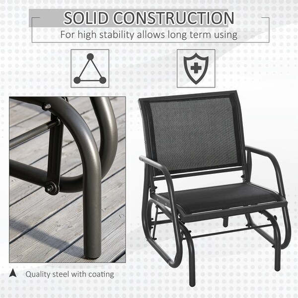 Outsunny Glider/Rocking Chair Set with Breathable Mesh Fabric,Curved Armrest