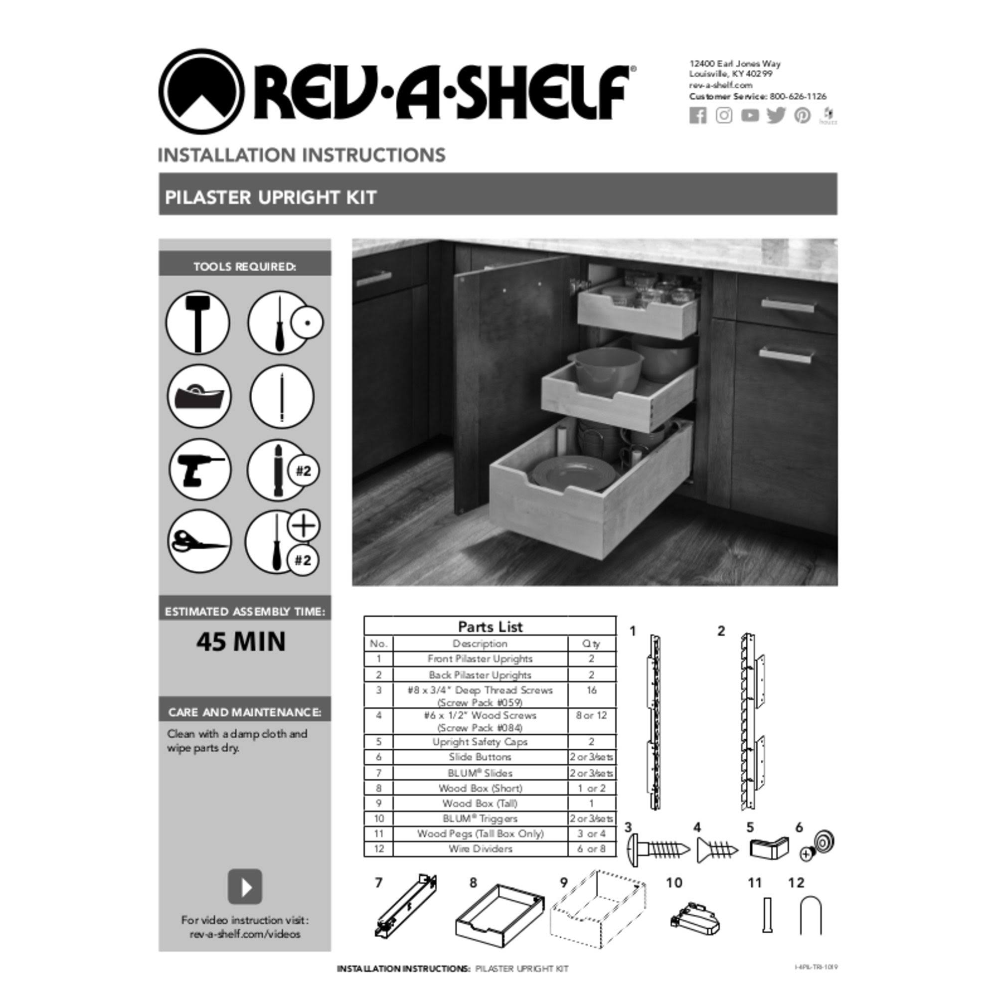 Rev-A-Shelf - 4PIL-18SC-2 - 15x22 Wood Pilaster System Kit