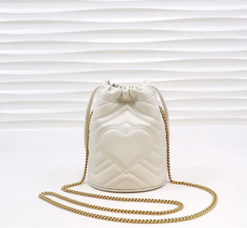 Gucci GG Marmont mini bucket Bag White Leather