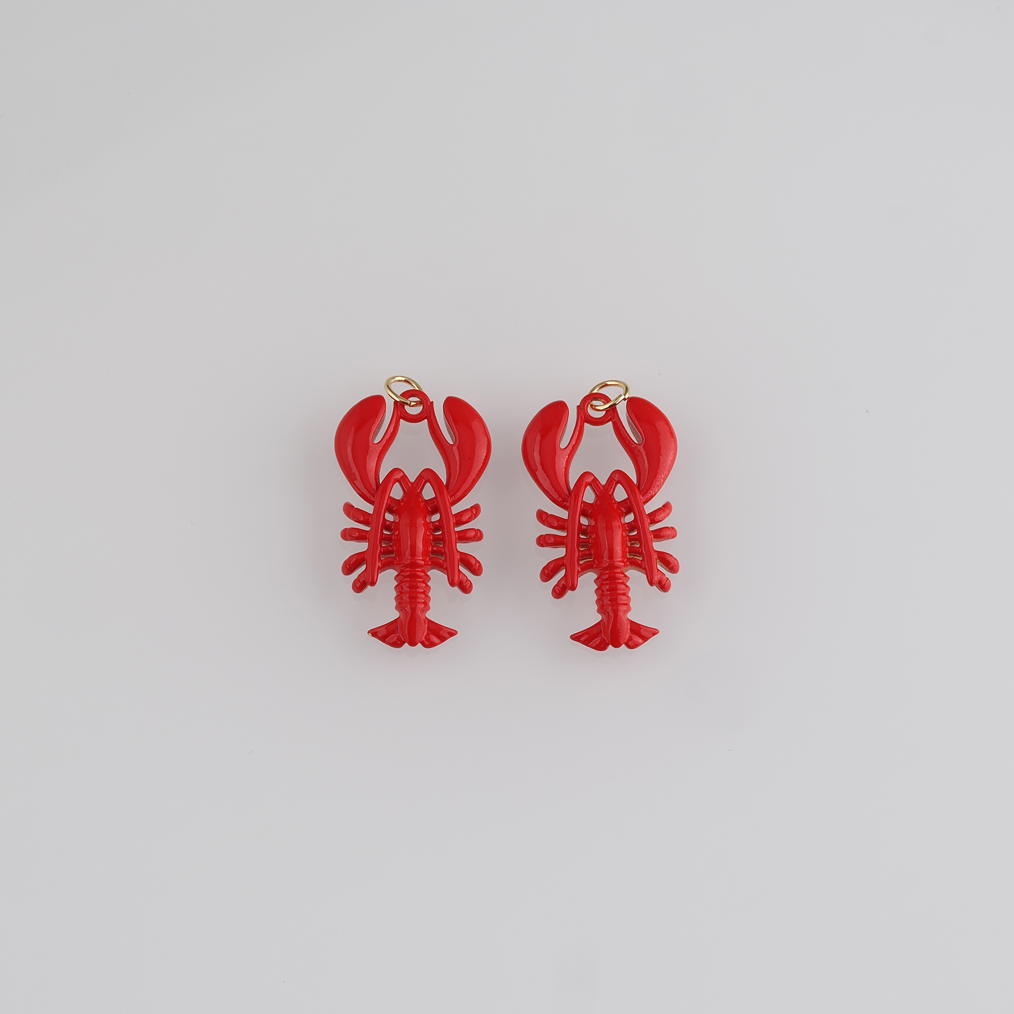 18K Gold Filled Crayfish Pendant,Enamel Marine Life Charm Earrings Necklace for DIY Jewelry Making Supply