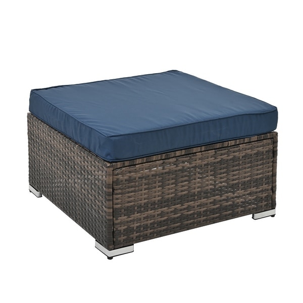 4Piece Patio Conversation Wicker Furniture Set,Sectional Sofa Set with Tempered Glass Coffee Table,Sofa Chair and Ottoman Sets