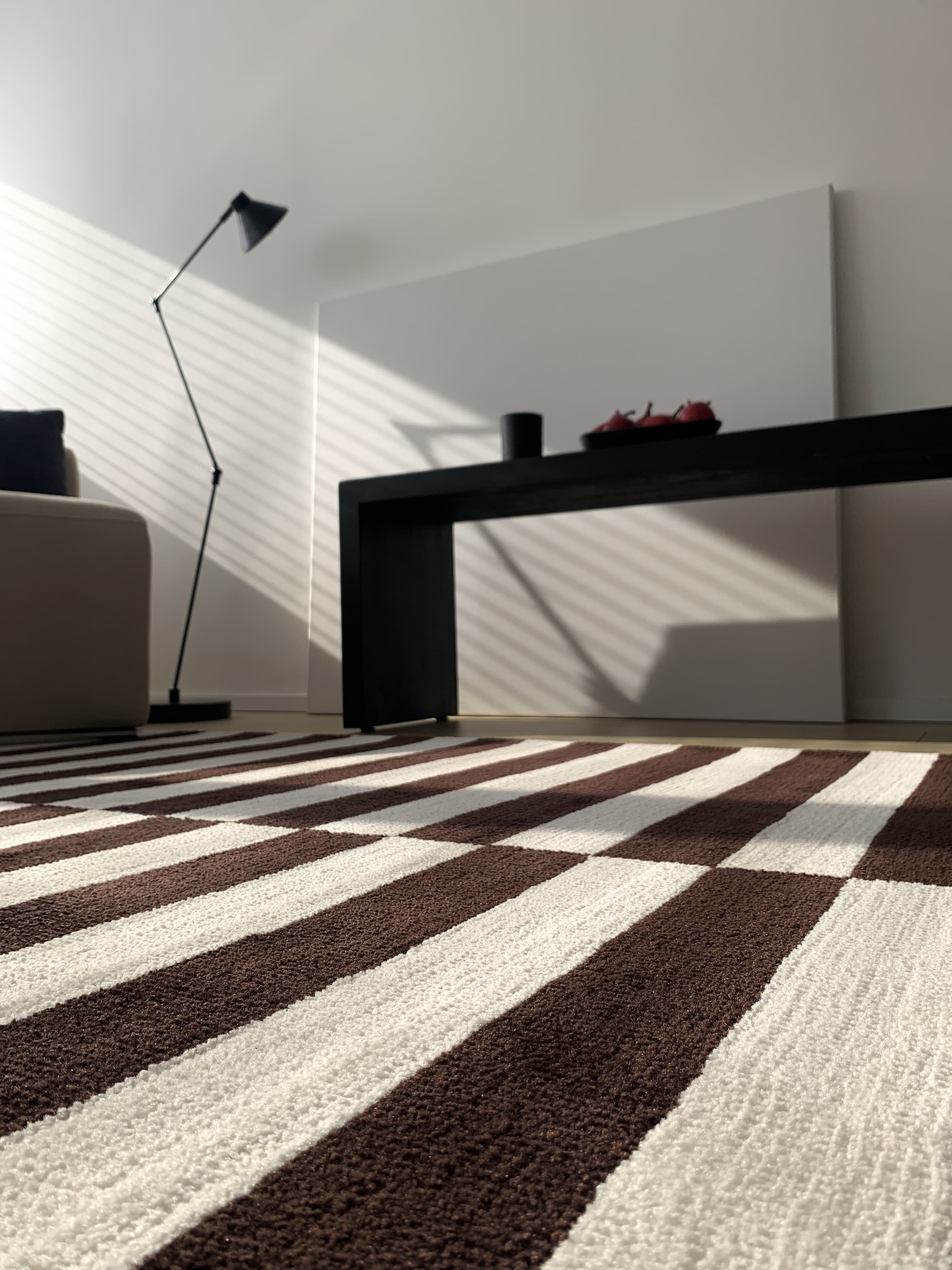 CP062 - Chic Antique Carpet for Fashionable People” Bauhaus Stripe Patch Ebony Simple Living Room Non-Black and White Carpet