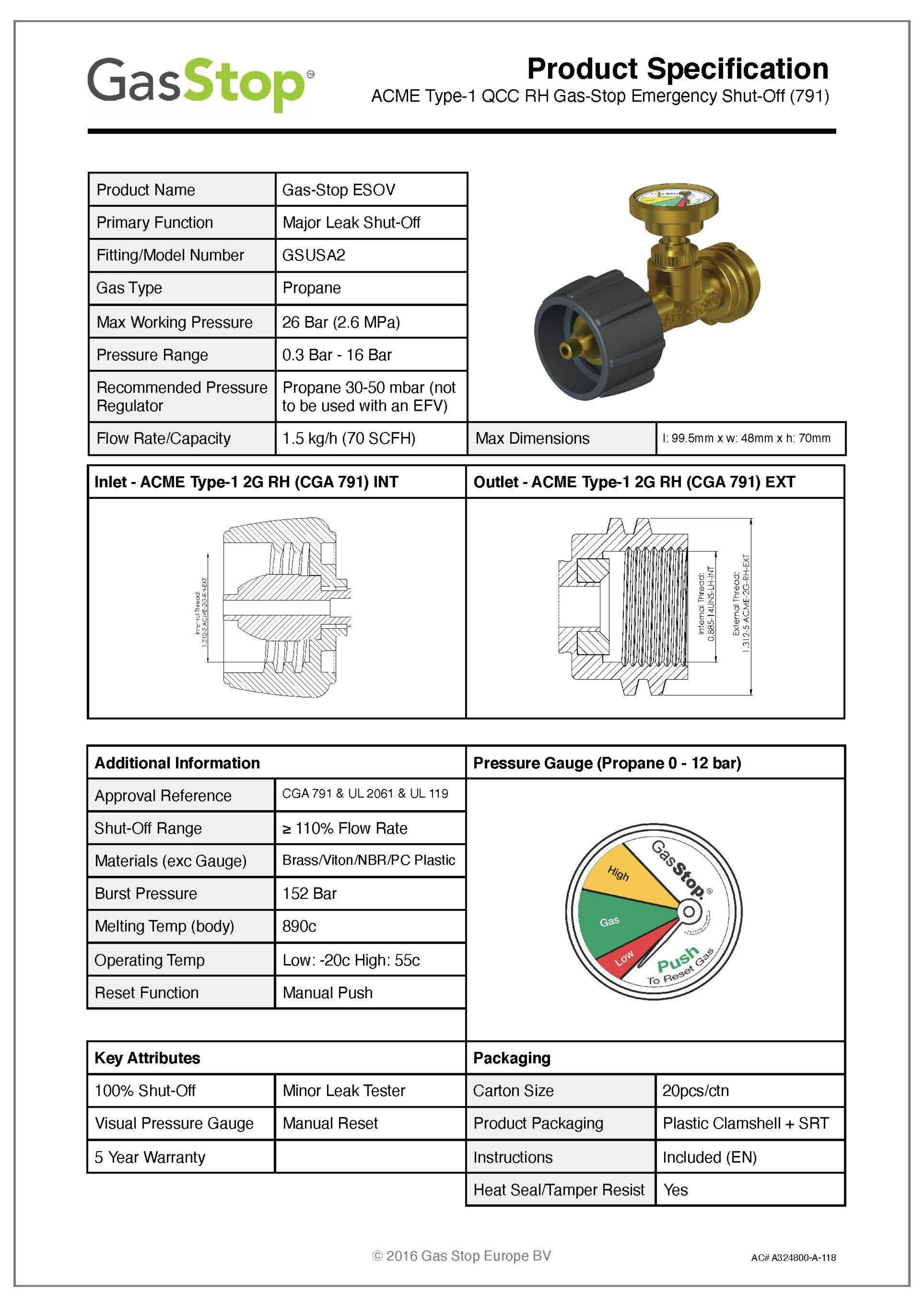 ACME GasStop RV Propane Emergency Valve – GSUSA2
