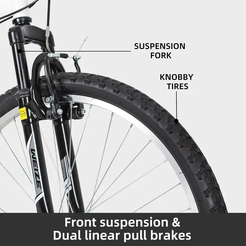 WEIZE 26/27.5-Inch Hybrid Mountain Bike – 18-Speed Dual Suspension Adult MTB with Ergonomic Adjustable Seat