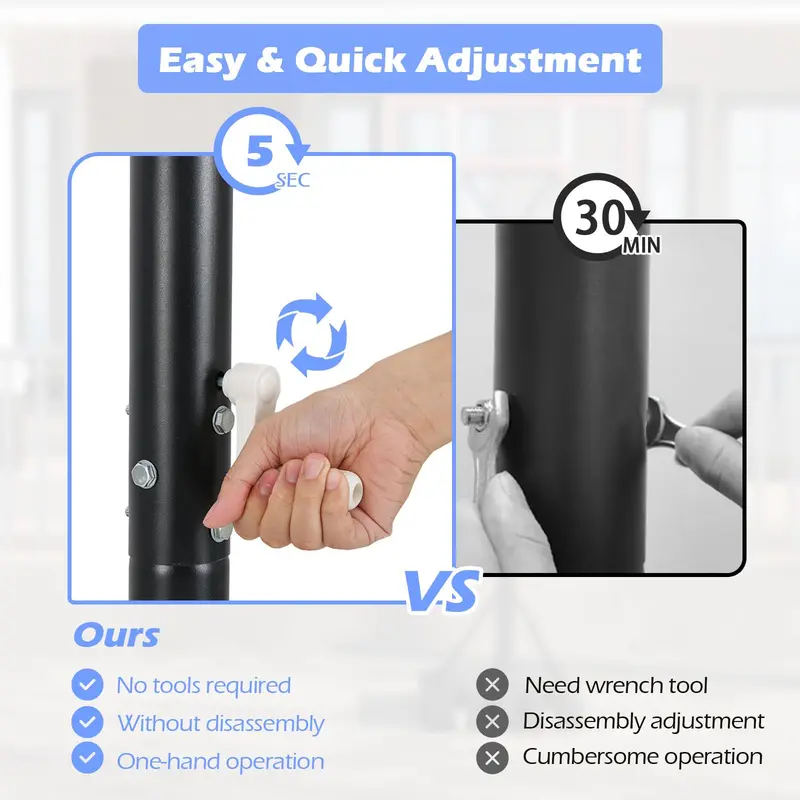 Quick-Adjust Outdoor Basketball Goal – 7.4–10 ft Height Range, 44″ Durable PC Backboard