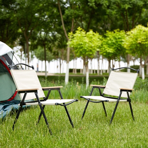 2piece Folding Outdoor Chair for Indoor,Outdoor Camping,Picnics,Beach,Backyard,BBQ,Party,Patio,Beige