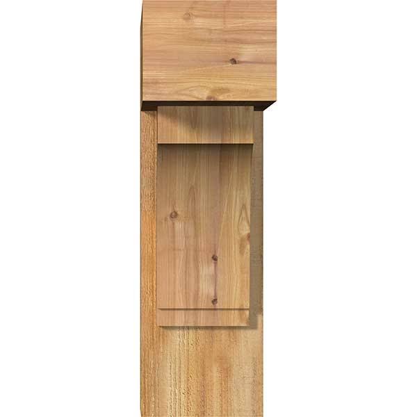Ekena Millwork BKT0806X18X26IMP05RWR 8x22W x 18x22D x 26x22H Imperial Block Rough Sawn Bracket w/ Offset Brace, Western Red Ceda