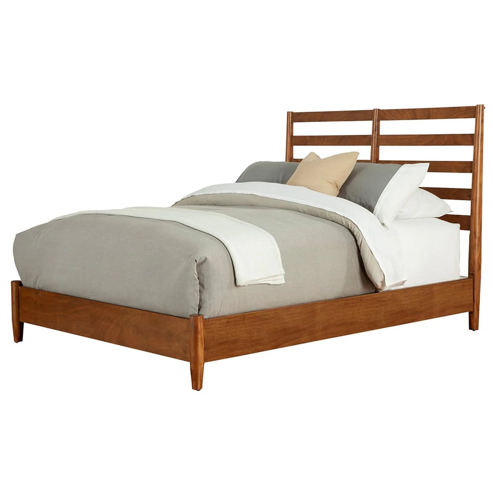 Home Square 4 Piece Set with Small TV Console Full Wood Bed & Large Nightstand