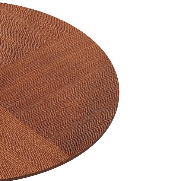 42in. Round Dining Table with Printed Wood Grain Table Top,Metal Base