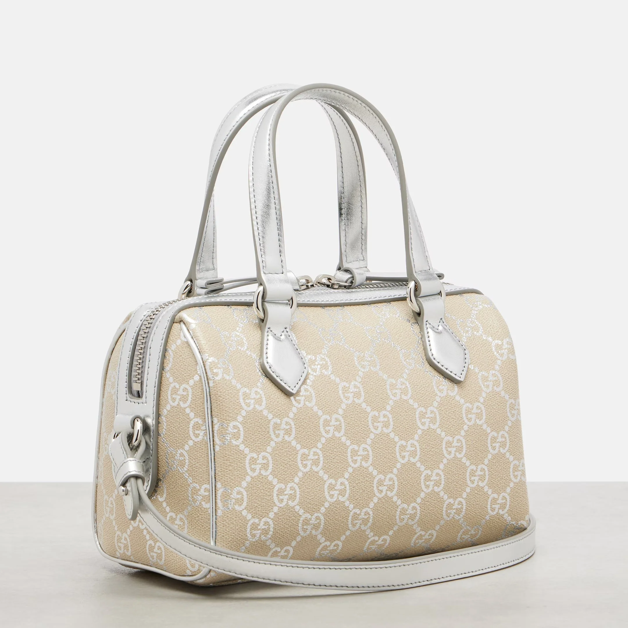 Gucci GG Emblem Small Top Handle Bag - Beige