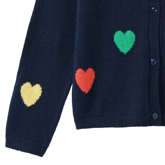 Famy Mädchen Strickjacke mit Herz-Allover