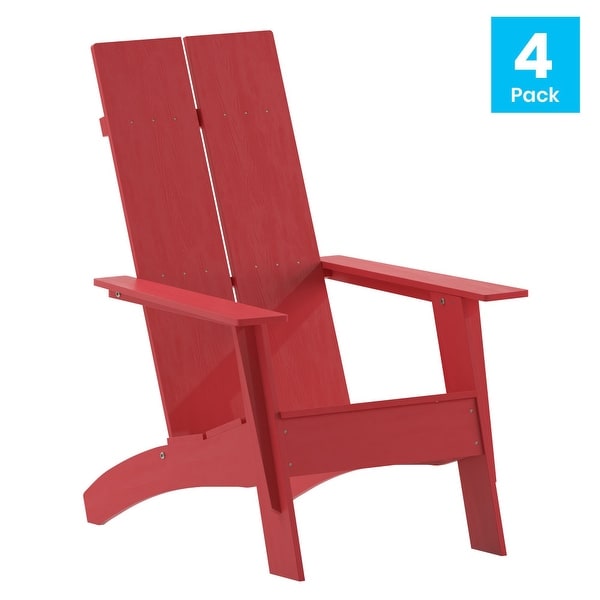Modern Dual Slat Back Adirondack Style Chairs,Set of 4