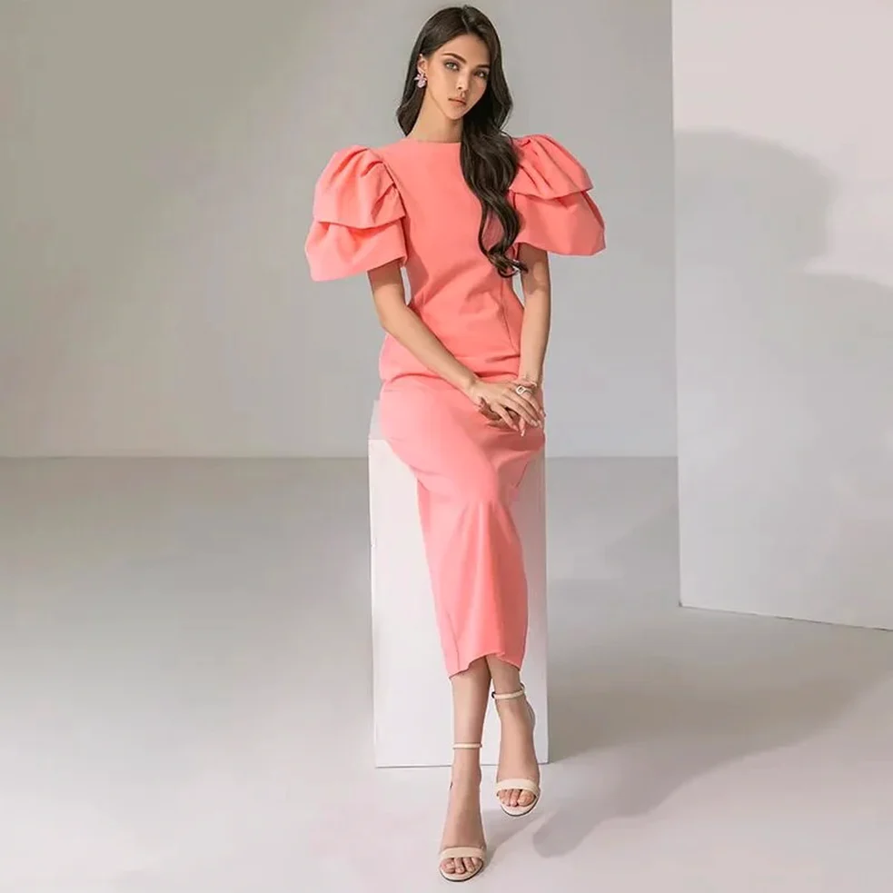 Vintage Puff Sleeve Midi DressClistos