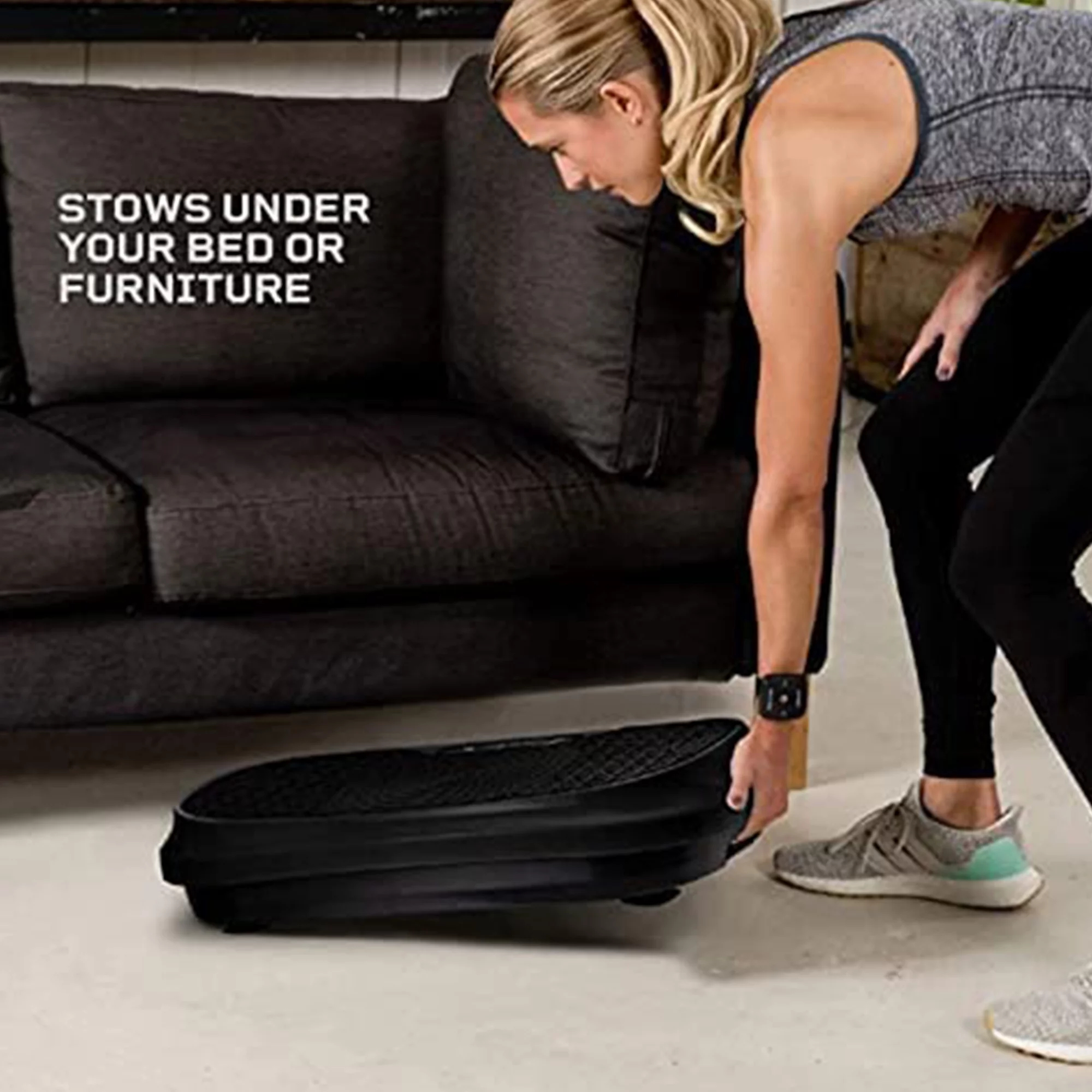 LifePro Waver Mini - Compact Vibration Plate Exercise Machine with Workout Bands, Black