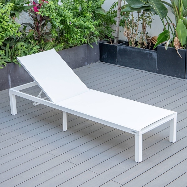 Aluminum Beach Pool Sun Lounge Chair Sling Mesh Fabric Reclining Stackable Lounger Chair