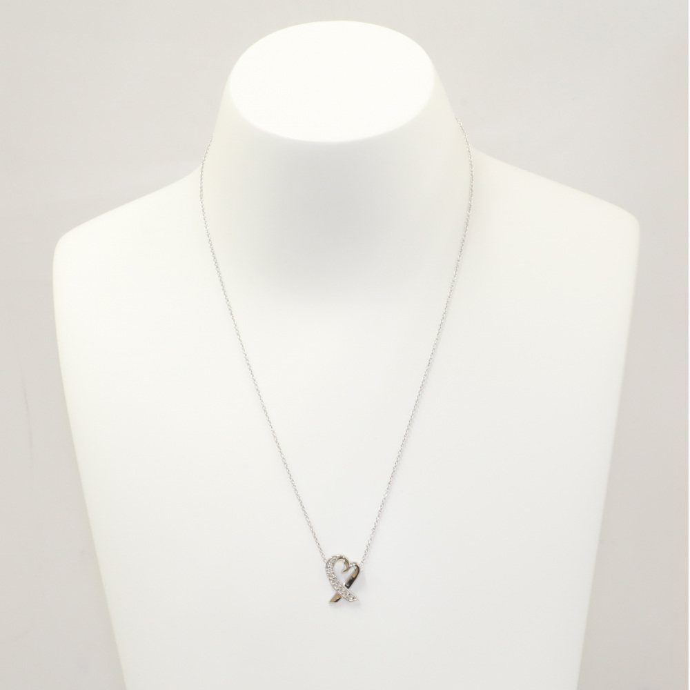 Tiffany & Co. Paloma Picasso Loving Heart Necklace 18K White Gold Diamond