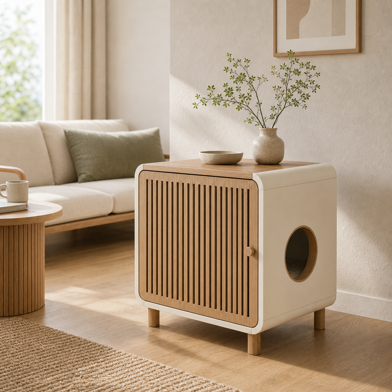 Upright cat tree.Crafted for modern interiors and active cats, this upright cat tree blends clean design with everyday functionality.