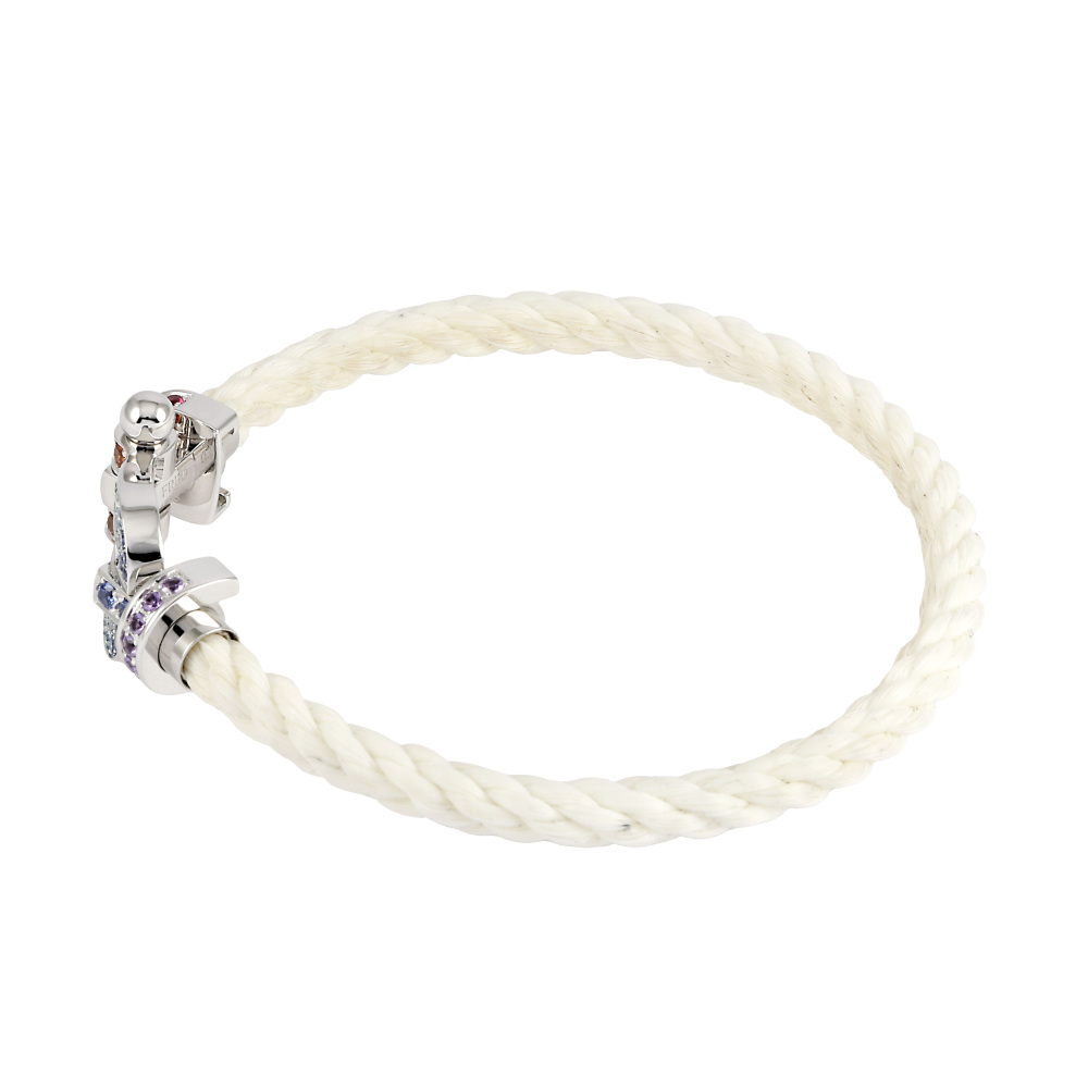 FRED Force 10 Lm Colored Stones Bracelet 18K White Gold & Stainless Steel Multicolor 0B0155-6B0160