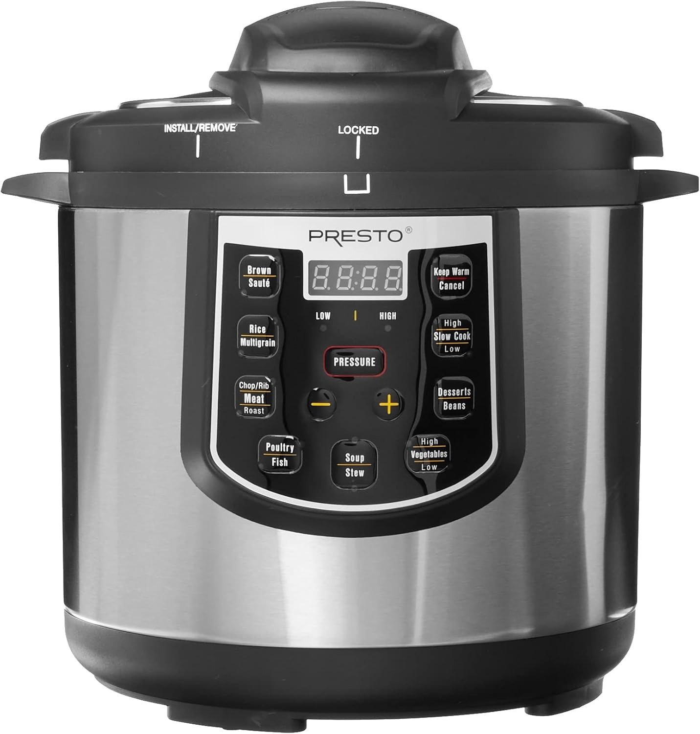 6-Quart Electric Pressure Cooker, Black, Silver, Stainless steel