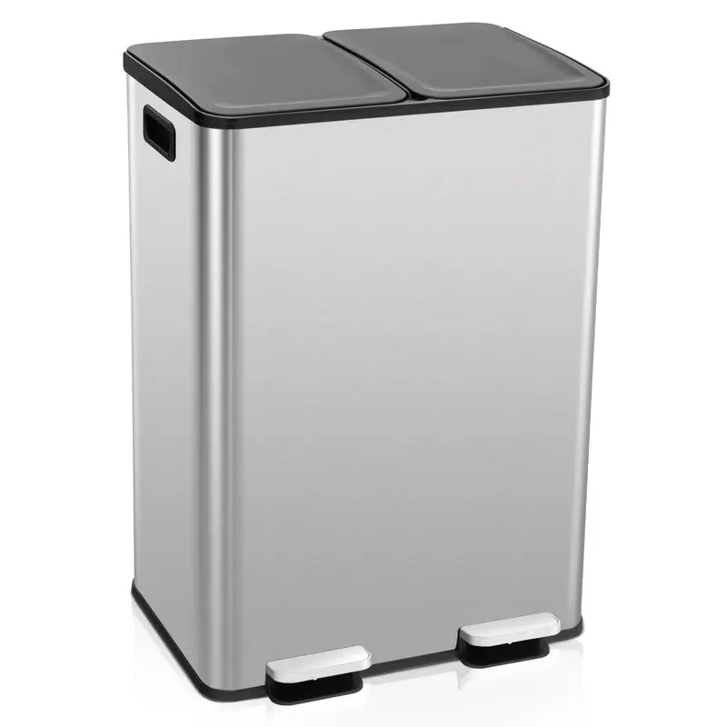 Stainless Steel Step Trash Can – 50L (13.2 Gal) Touch-Free Pedal Bin with Premium Finish