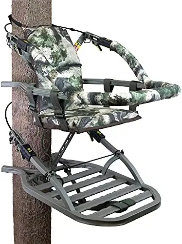 Summit Viper SD Climbing Treestand – Lightweight Aluminum, Padded Seat, 300 lb Capacity + Harness
