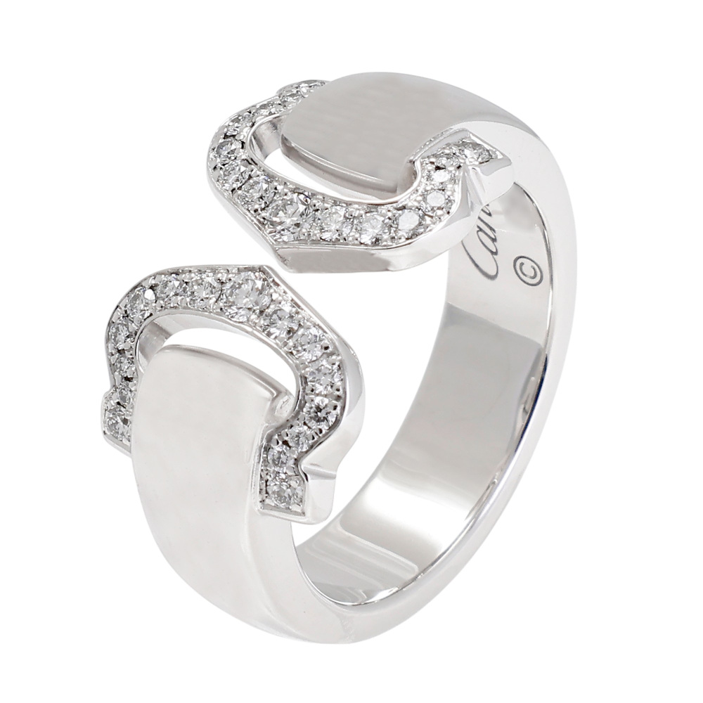 Cartier 2C Boucurse Ring 18K White Gold Diamond