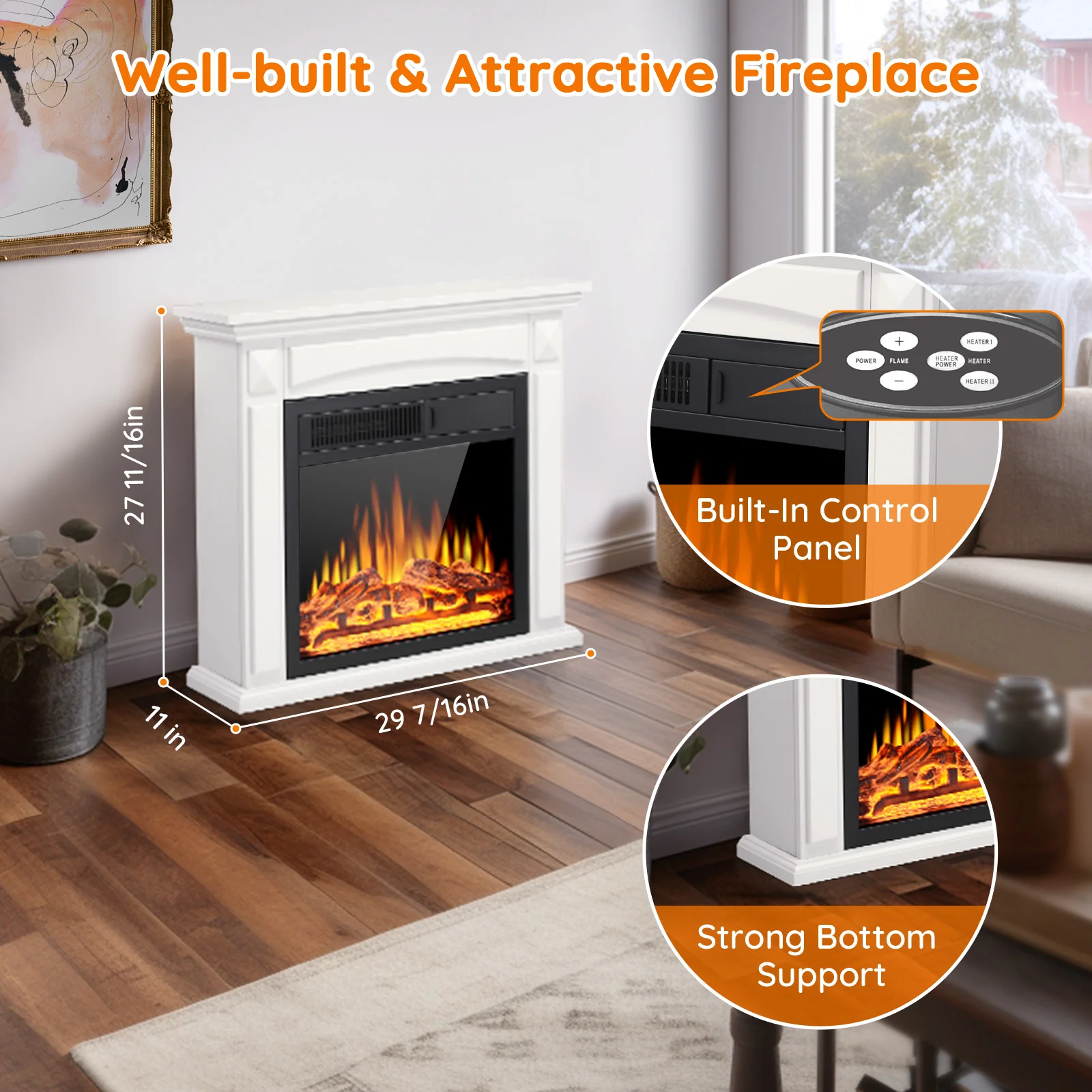 25'' Electric Fireplace with Mantel M1806