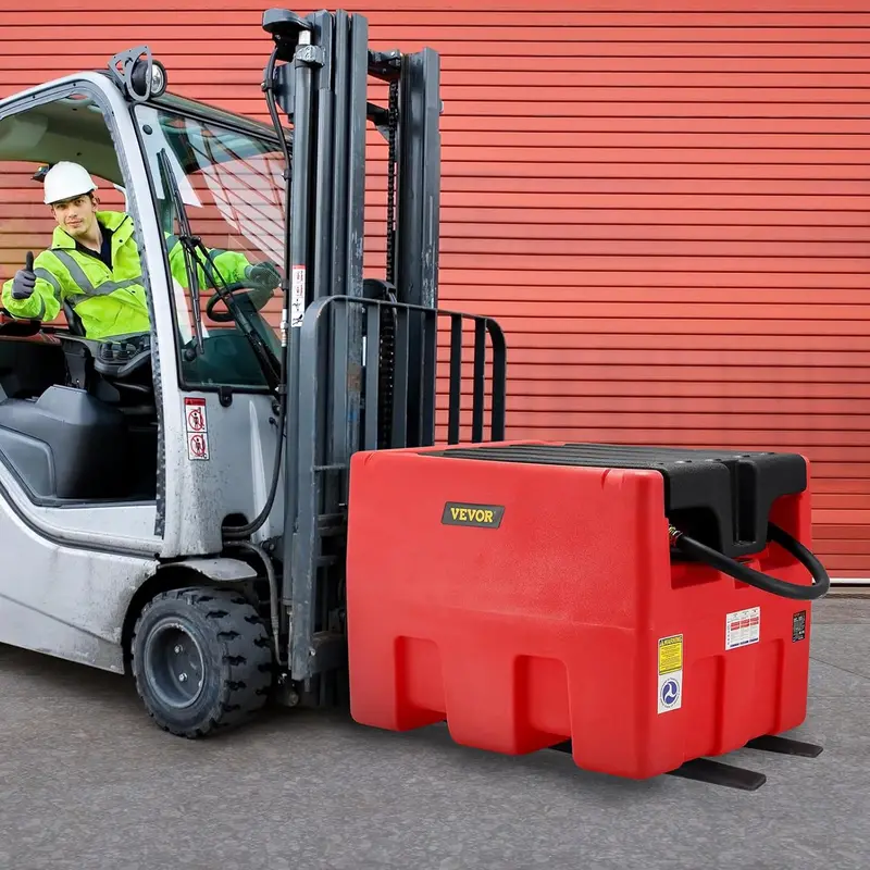 Red 48-Gallon Dual-Fuel Transport Tank – 12V Electric Pump, 10.6 GPM Output, 13.1 ft Hose, Auto Fueling Nozzle, Diesel & Gasoline Ready