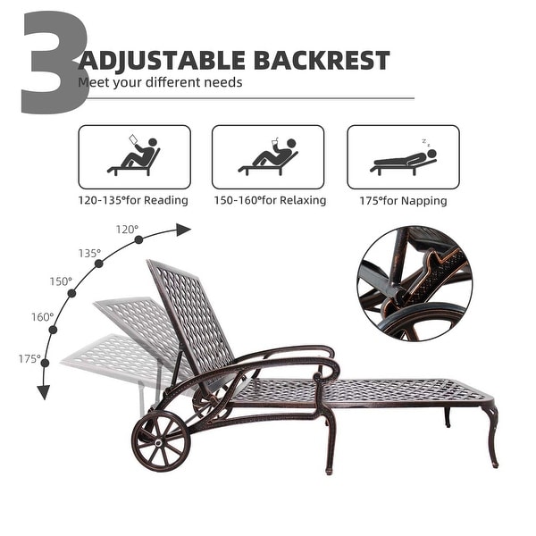 Swimming pool recliner,cast aluminum recliner with wheels set of 2