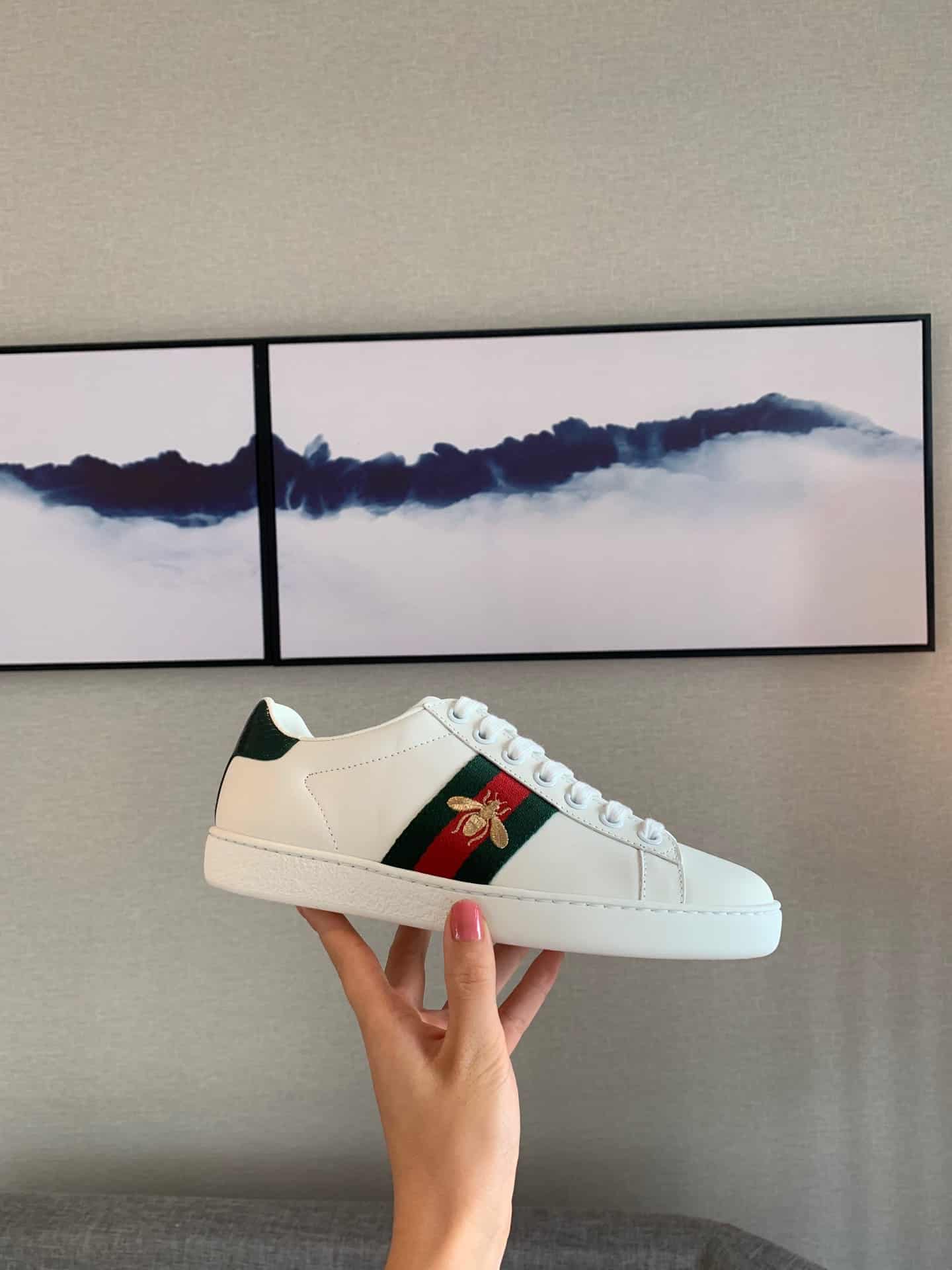 Gucci Ace Embroidered Sneaker Bee White