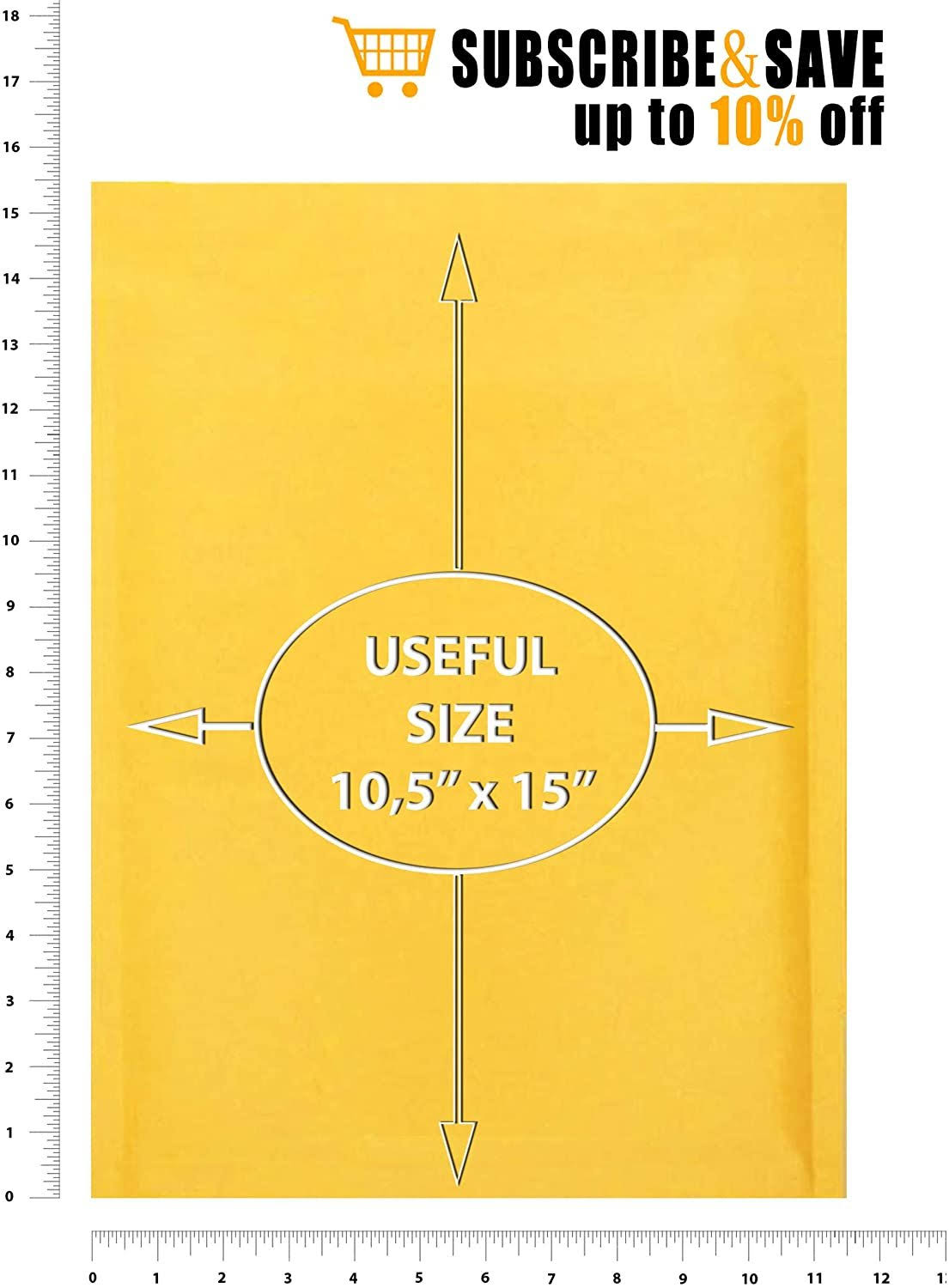 300 Pack Kraft Self Seal Bubble Mailers Padded Envelopes 10.5x22 x 15x22