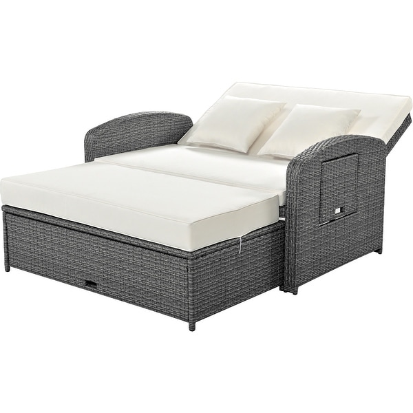 PE Wicker Rattan Reclining Sofa Chair