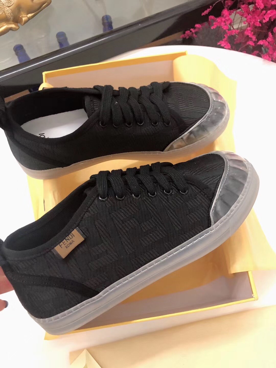 Fendi Corda Low Top Sneaker Tess Canvas Black