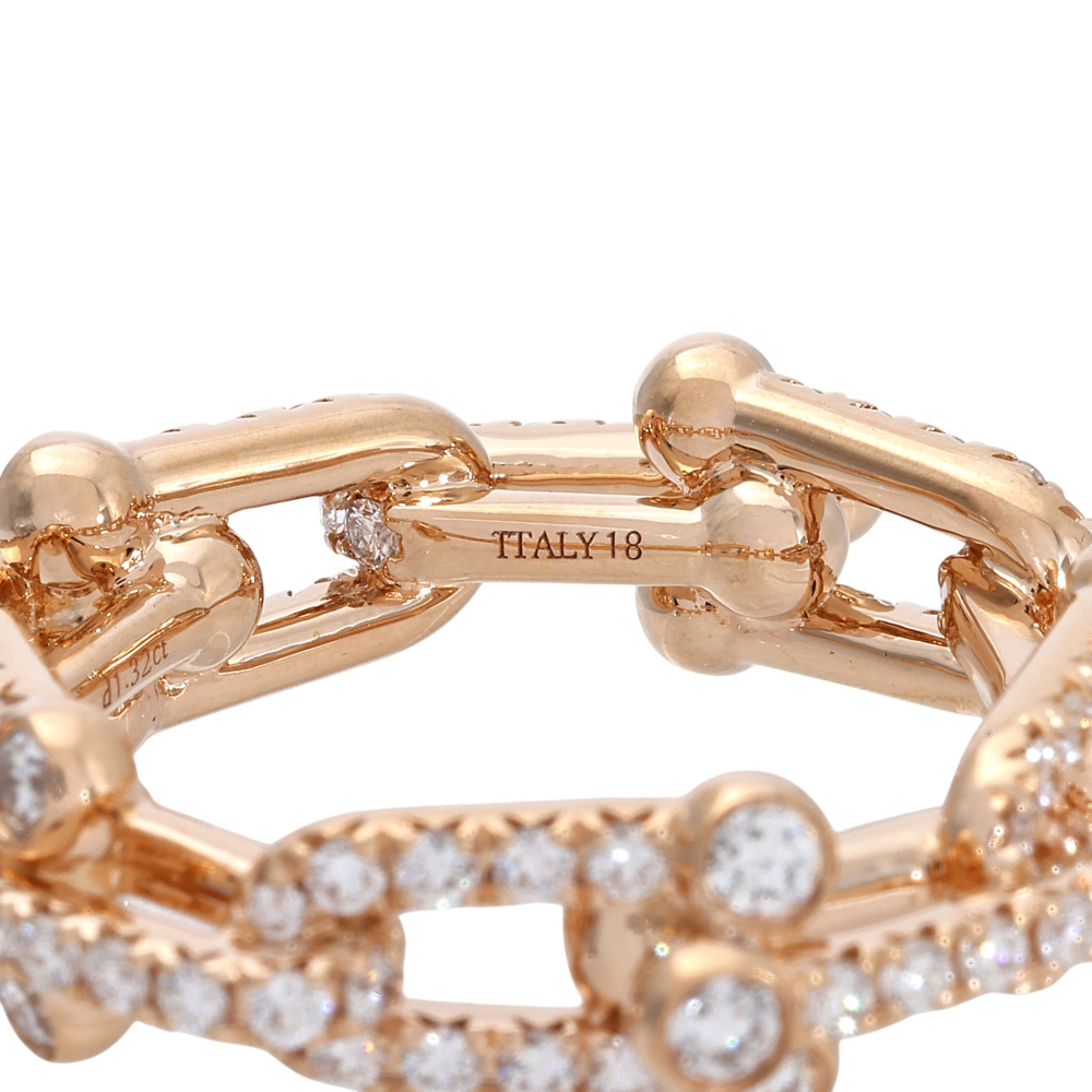 Tiffany & Co. Hardware Link Ring 18K Rose Gold Diamond 72670515