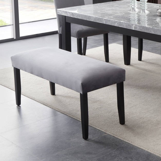 Napoli Velvet Dining Bench Gray Steve Silver Co