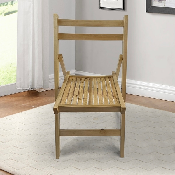Folding Chair with Comfortable Slatted Seat and Open Back,Set of 4