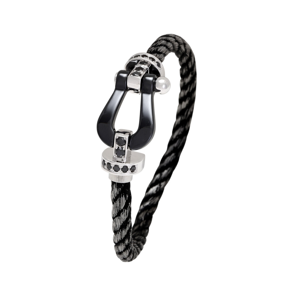 FRED Force 10 Bracelet 18K White Gold & Ceramic Diamond 0B0044-6B0275