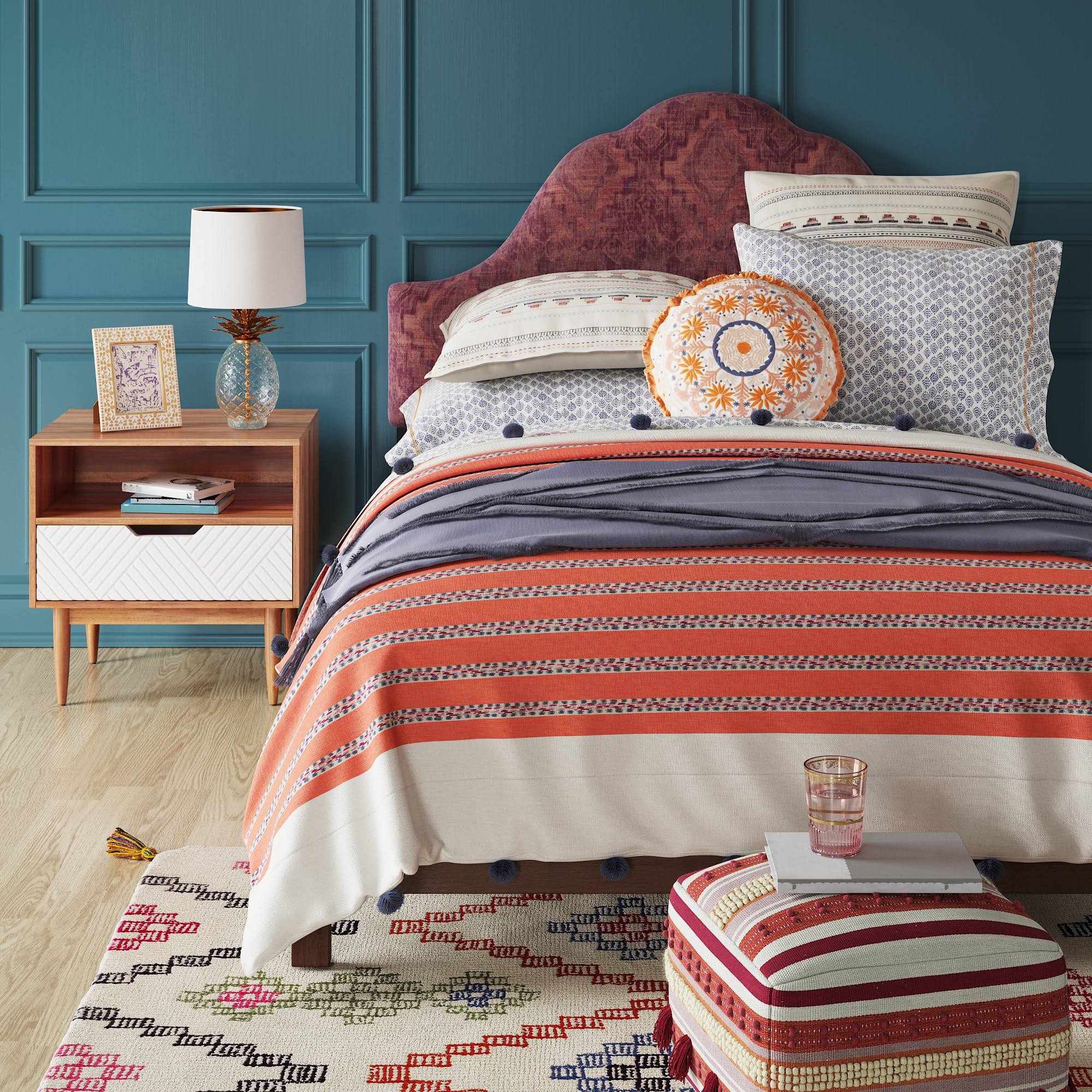 California King Zinnia Arched Headboard Pink Woven Design - Opalhouse