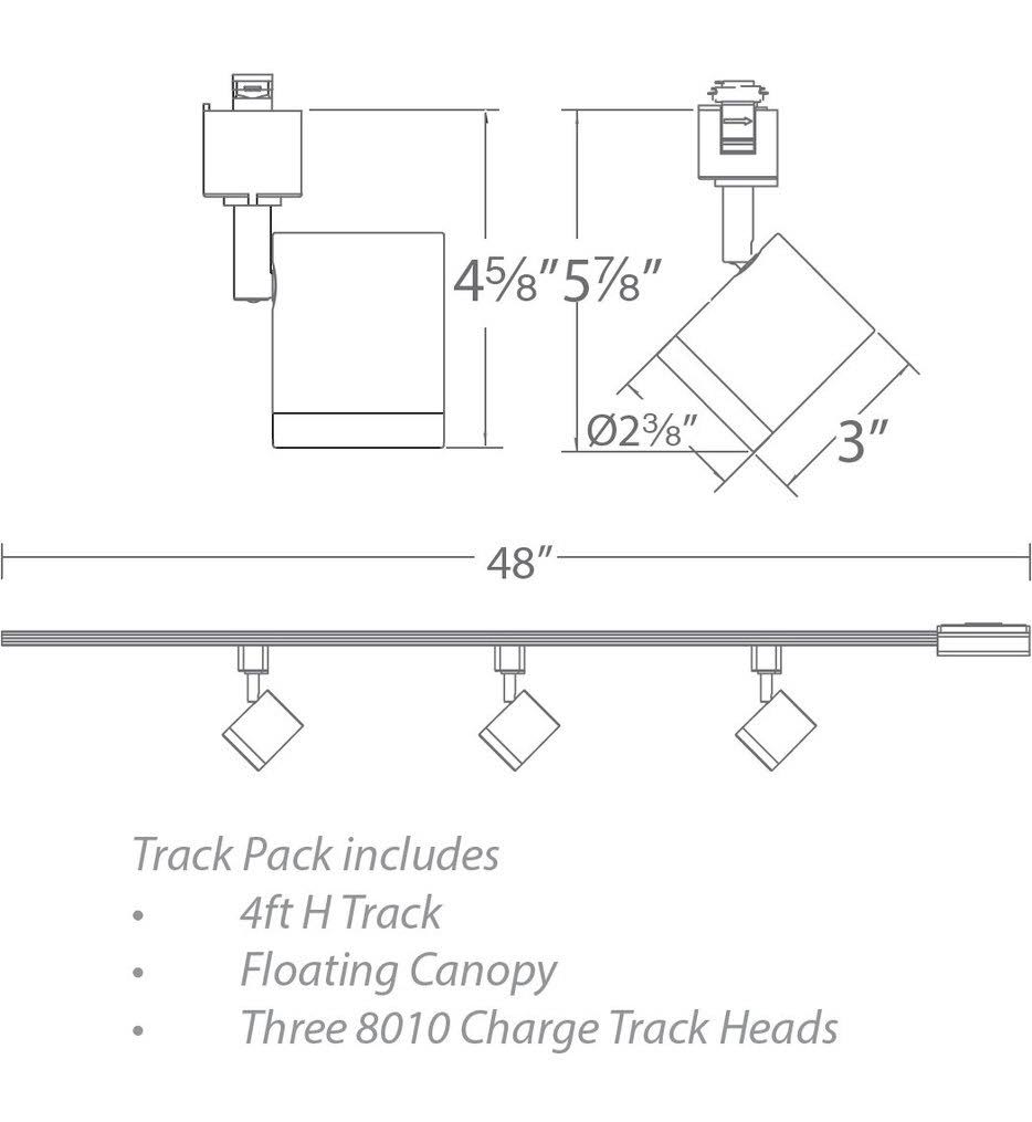WAC Lighting H-8010/3 Charge 48 inch Long 3 Light LED Track Kit, Black